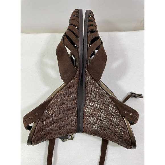 Donald J. Pliner Queta S1 Brown Suede Ankle Strap Wedge Heels Sz 9M - Picture 8 of 12